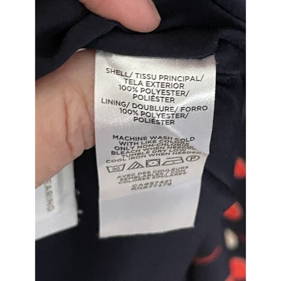 Ann Taylor Womens Large Cherry Print Shift Dress Long Sleeve Knee Length Blue - Picture 8 of 10